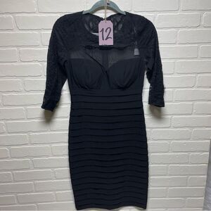 12. Xscape NEW Black Womens Size 4 Sheer Lace Top Panel Sheath Dress $229